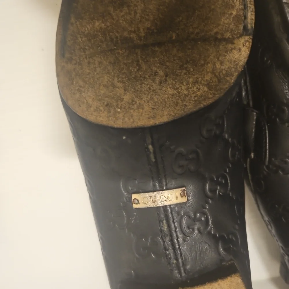 Gucci Tom Ford Era GG Monogram Black Embossed Leather Loafers Size 11.5 - Picture 13 of 14